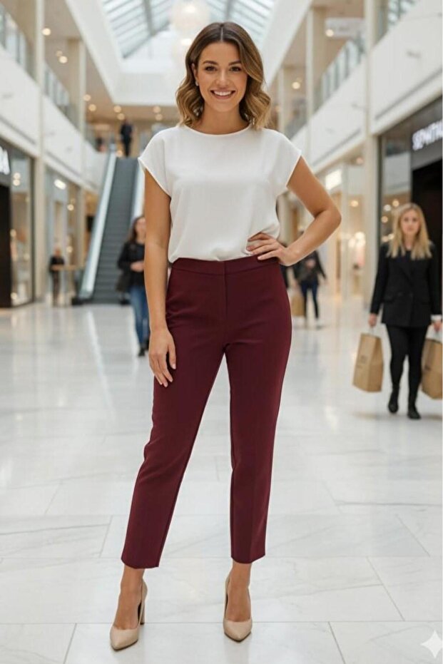 Synthesis One Button Pants with Elastic Back - 2