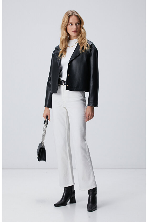 Siyah Suni Deri Ceket - 3