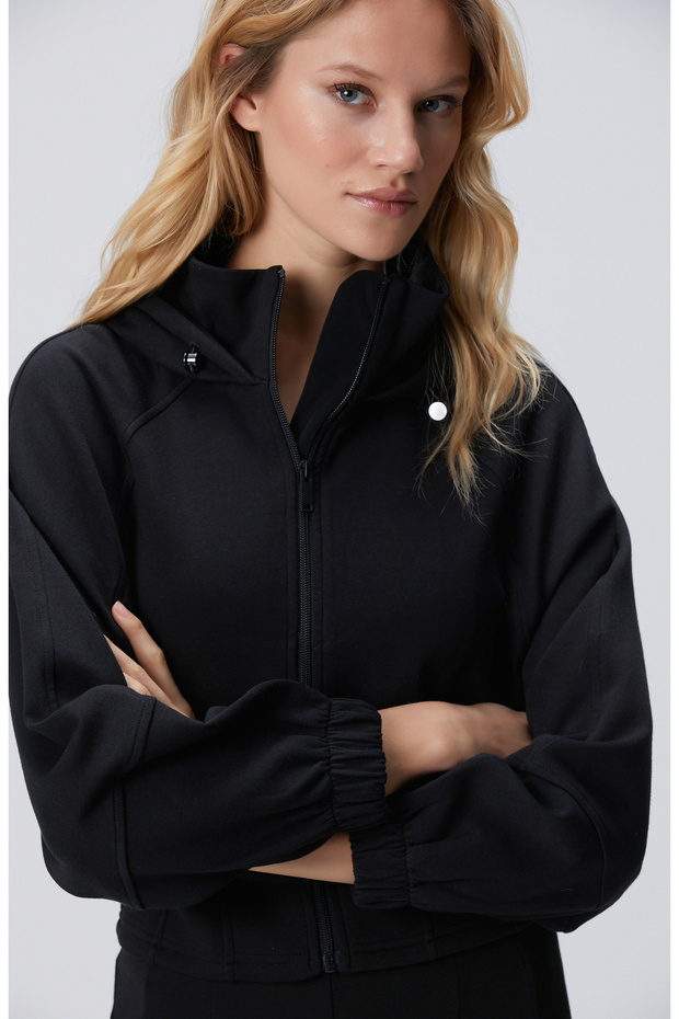 N-Tech Siyah Crop Sweatshirt - 2