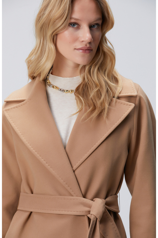 Camel Geniş Yakalı Manto - 2