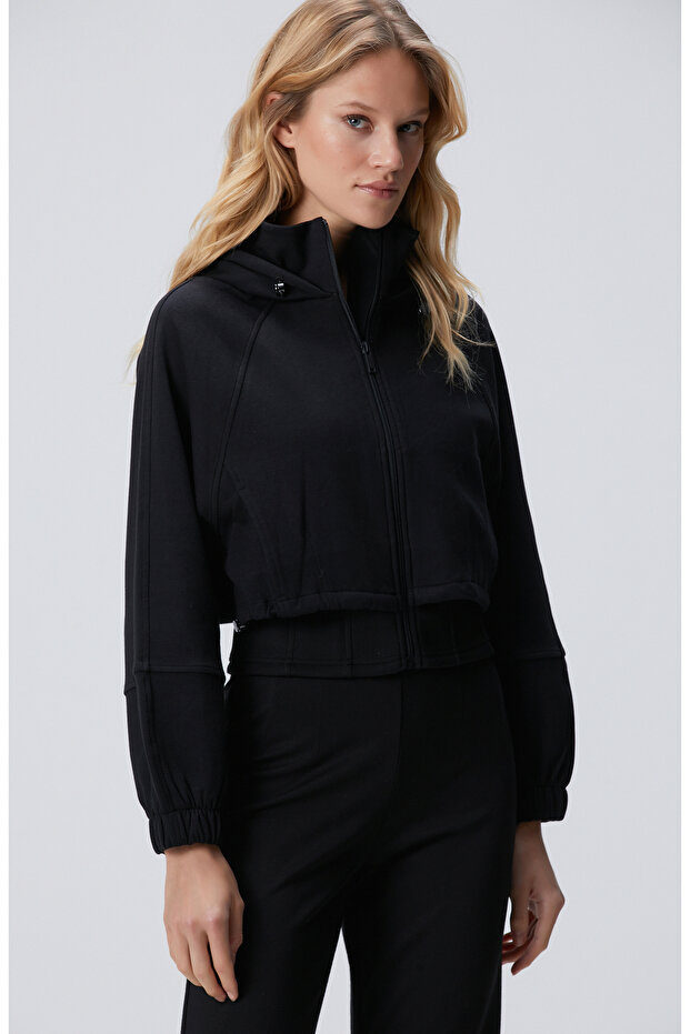 N-Tech Siyah Crop Sweatshirt - 4