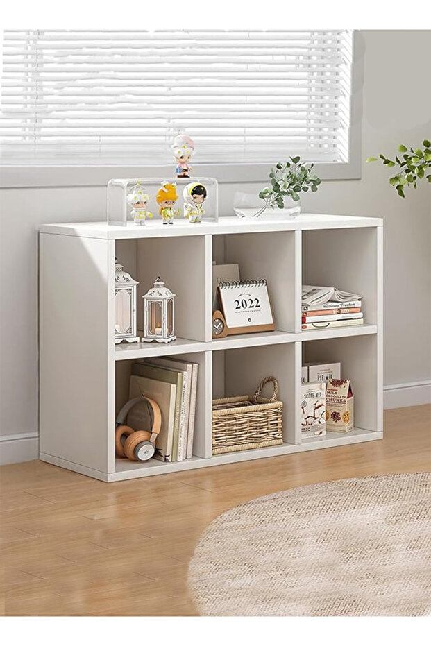 6 Cube Wooden Bookcase with Back Panel, Bookshelf and Cube Storage Organizer - 1