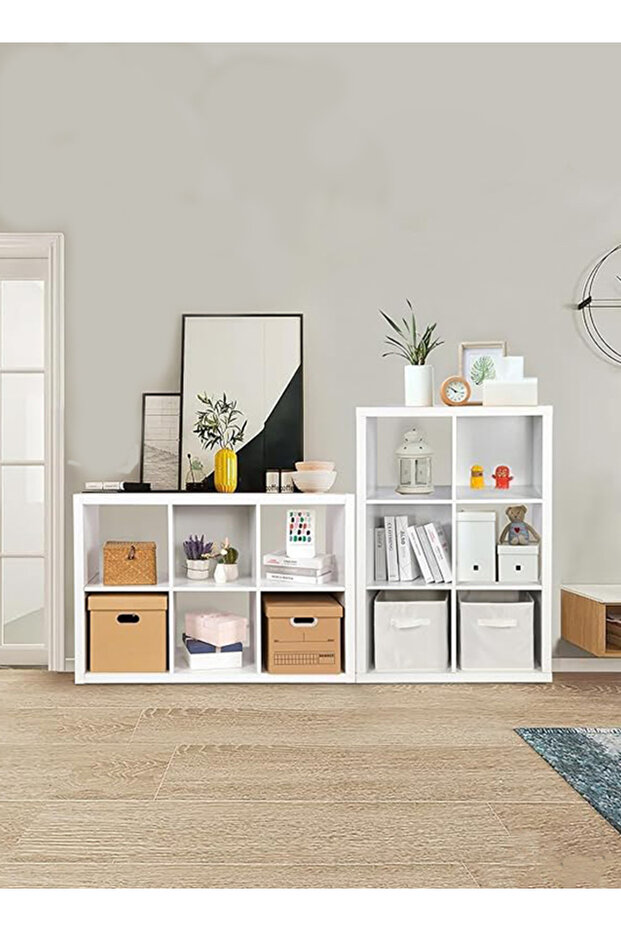 6 Cube Wooden Bookcase with Back Panel, Bookshelf and Cube Storage Organizer - 4