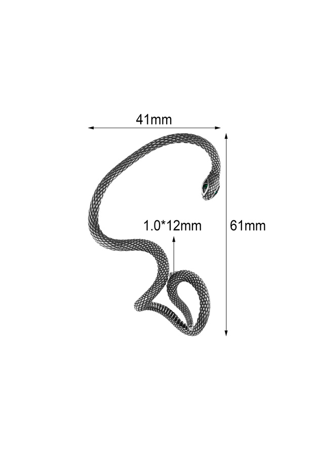 Ear Cuff Yılan Zirkon Tasarım Çivi Model S+ Kalite 316L Paslanmaz Kararmaz Çelik Küpe Tekli - 6