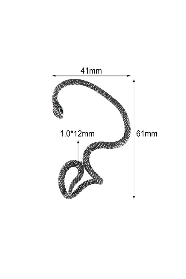 Ear Cuff Yılan Zirkon Tasarım Çivi Model S+ Kalite 316L Paslanmaz Kararmaz Çelik Küpe Tekli - 5