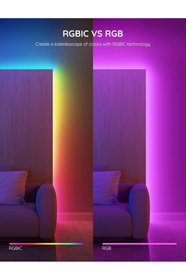 RGBIC LED Strip Light 5M, Smart Lights for Bedroom, Bluetooth LED Strip APP Control, DIY Multi