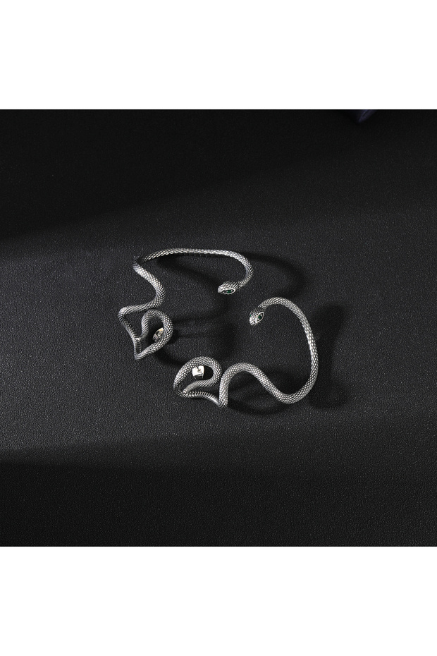 Ear Cuff Yılan Zirkon Tasarım Çivi Model S+ Kalite 316L Paslanmaz Kararmaz Çelik Küpe Tekli - 7