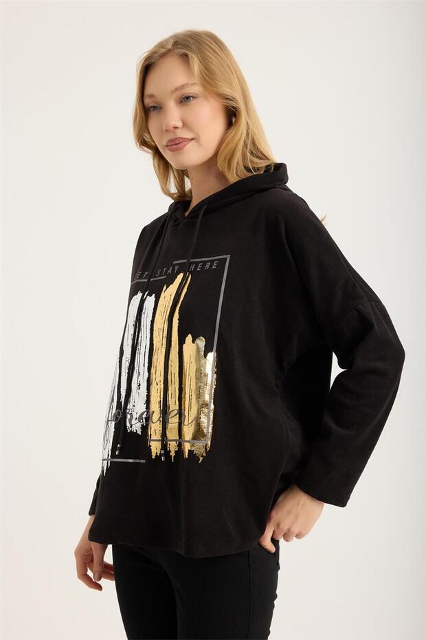 Gilded Panel Patterned Sweatshirt - 2