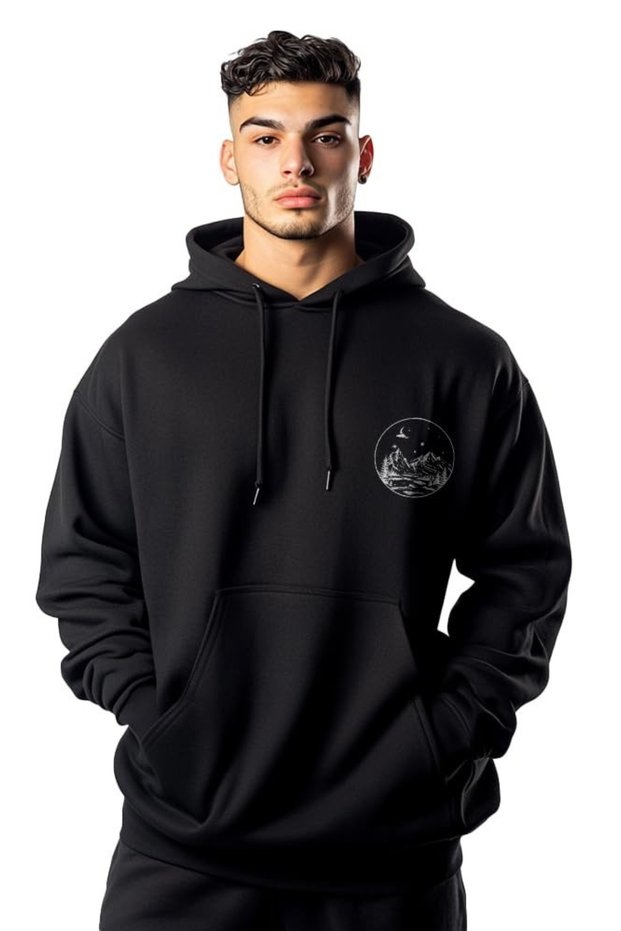 Men's Oversized Hooded Sweatshirt - Double Yarn Fabric, Comfortable Winter Hoodie, Streetwear Style