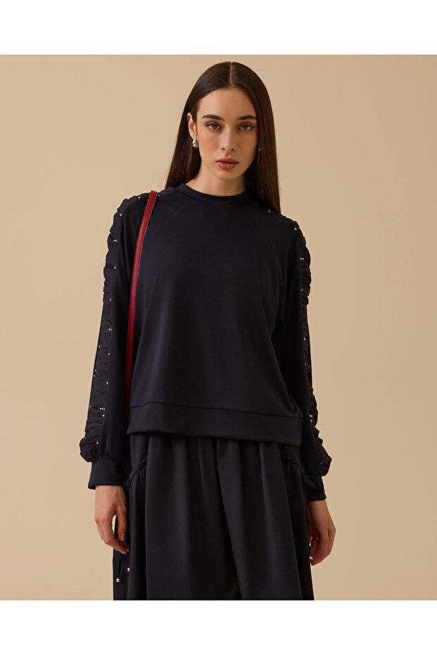 Kol Detaylı Sweatshirt - 1