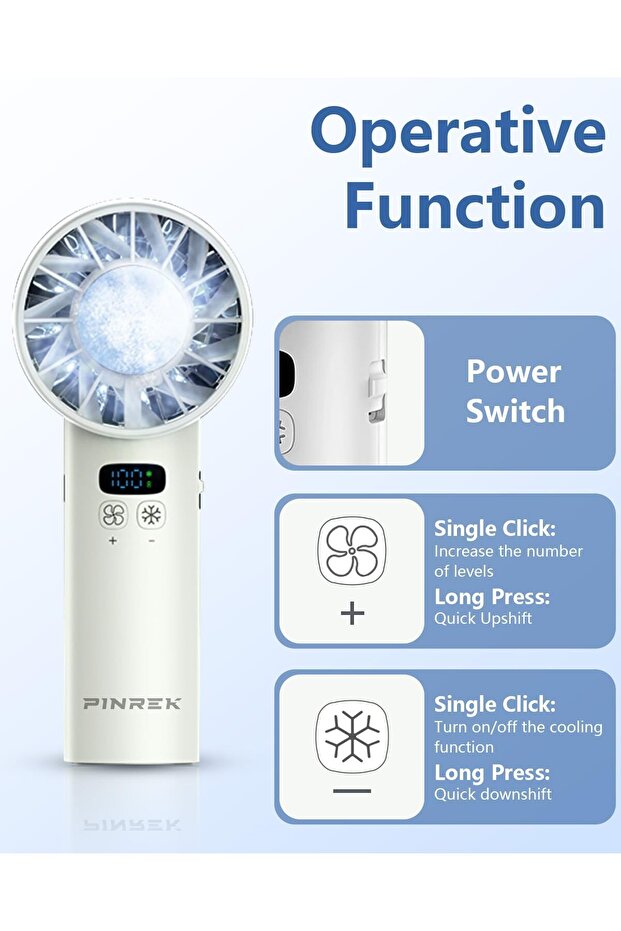 New Upgrade Portable Handheld Fan with Cold Compress, 5200mAh Rechargeable, LED Display - 7