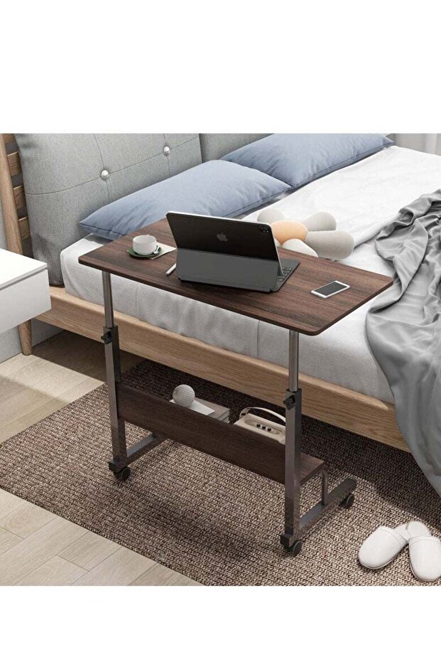 80x40cm Height Adjustable PC Notebook Standing Laptop Cart End Side for Bedroom Living Room