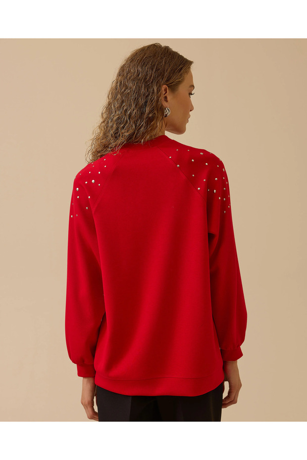 Omuz Detaylı Oversize Sweatshirt - 4