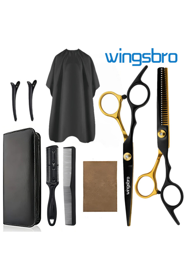 C 6 Inch Barber Scissors Kit Hair Cutting Scissors Barber Accessories Professional Tail Comb Cape Se