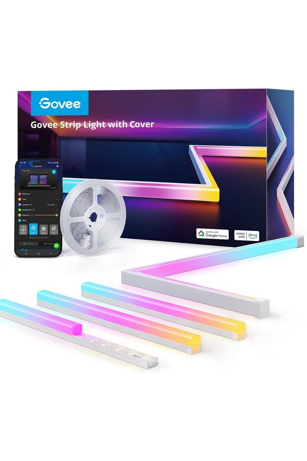 RGBIC LED Strip Lights 5M with Covers, Smart LED Lights Work with Alexa and Google Assistant