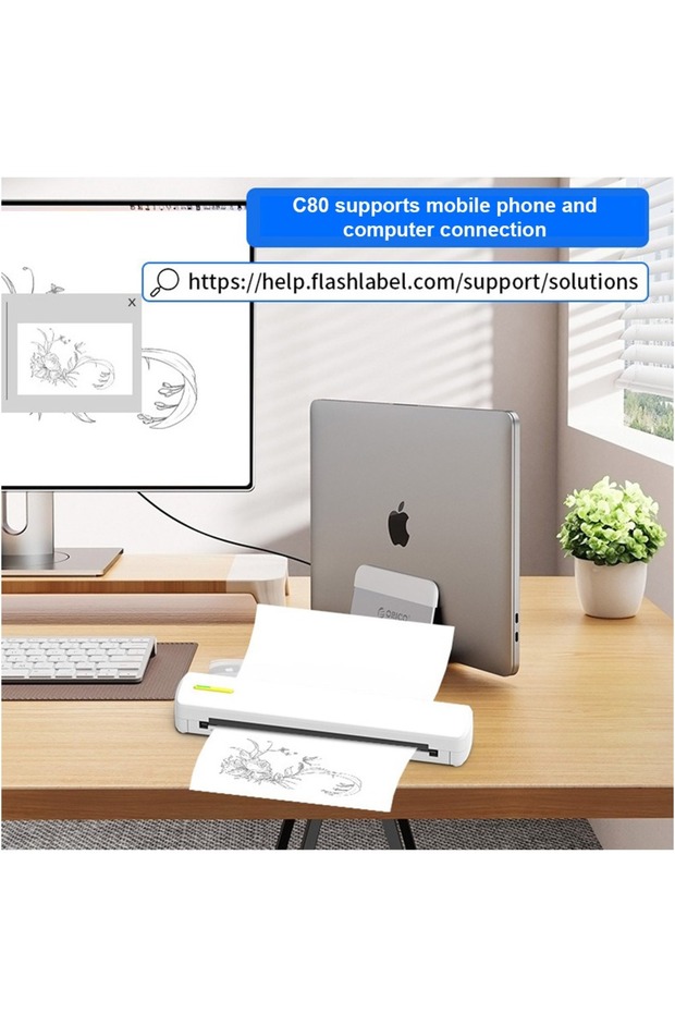 A4 Portable Bluetooth Thermal Printer with APP Control - Fast Inkless Printing for Mobile & Computer - 3