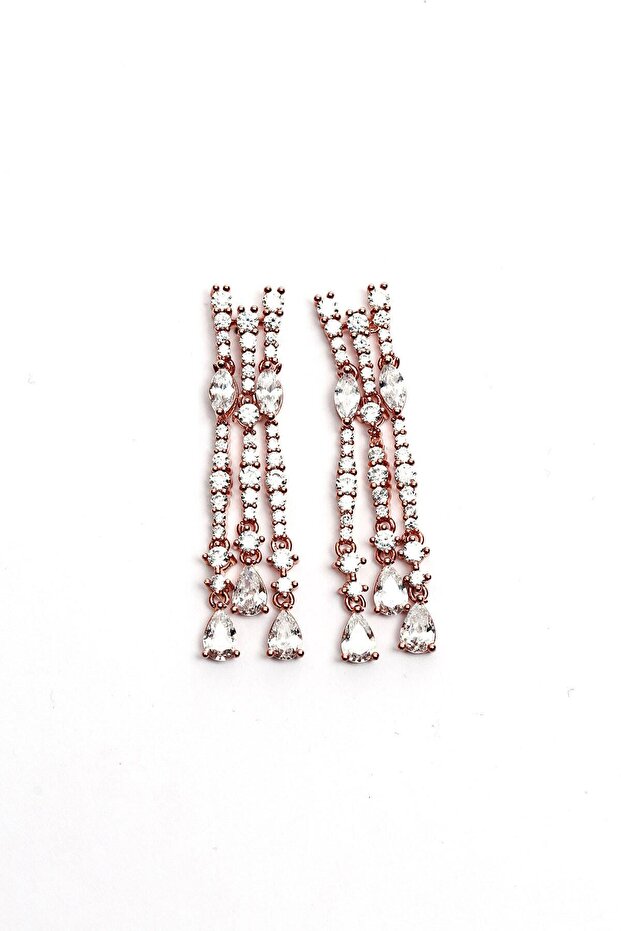 Rose Zircon Stone Evening Dress Earrings