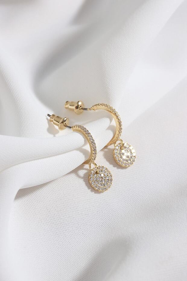 Zircon Jewelled Gold Hoop Earrings