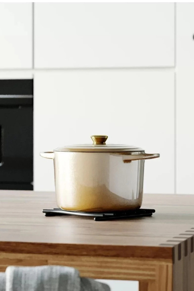 Tekno Tel Mg-304 Black Kitchen Coaster Trivet |   Heat Resistant, Modern Design