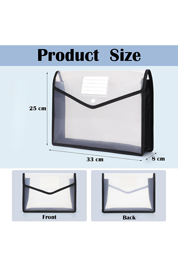 A4 Size Expanding File Folders with Snap Closure, Document Bag, Mesh Pockets Organizer, File Jackets - 8