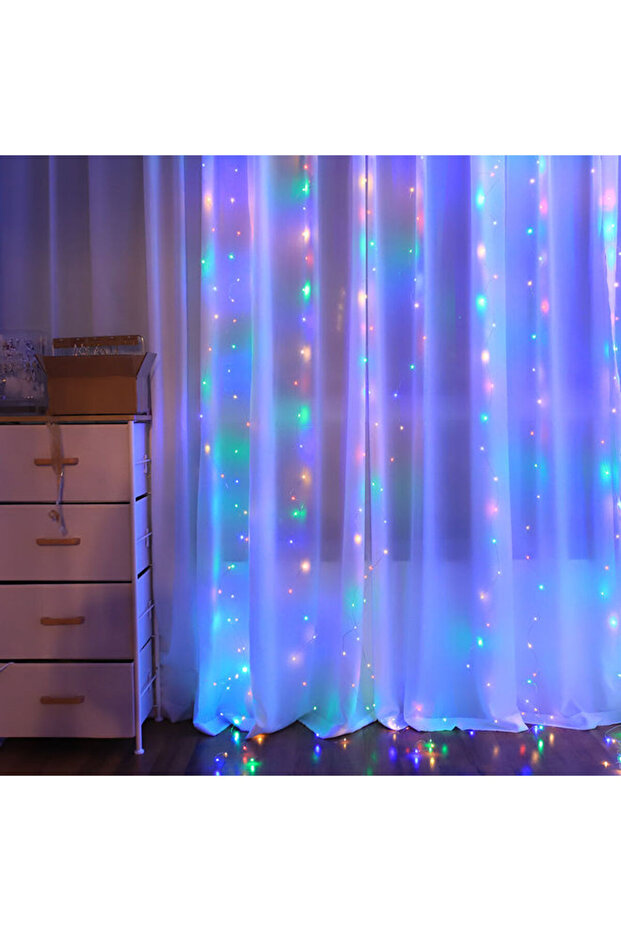 300LEDs Twinkle Star Window Curtain String Light Multicolour - 6