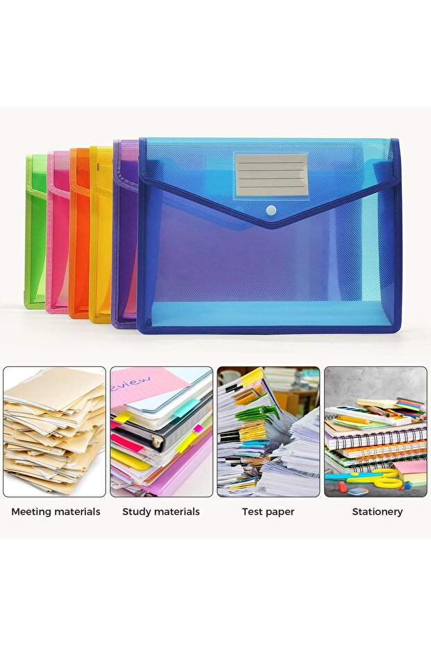 A4 Size Expanding File Folders with Snap Closure, Document Bag, Mesh Pockets Organizer, File Jackets - 4