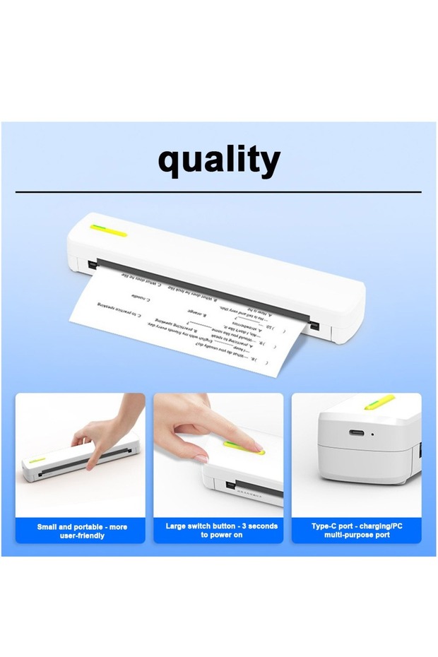 A4 Portable Bluetooth Thermal Printer with APP Control - Fast Inkless Printing for Mobile & Computer - 7