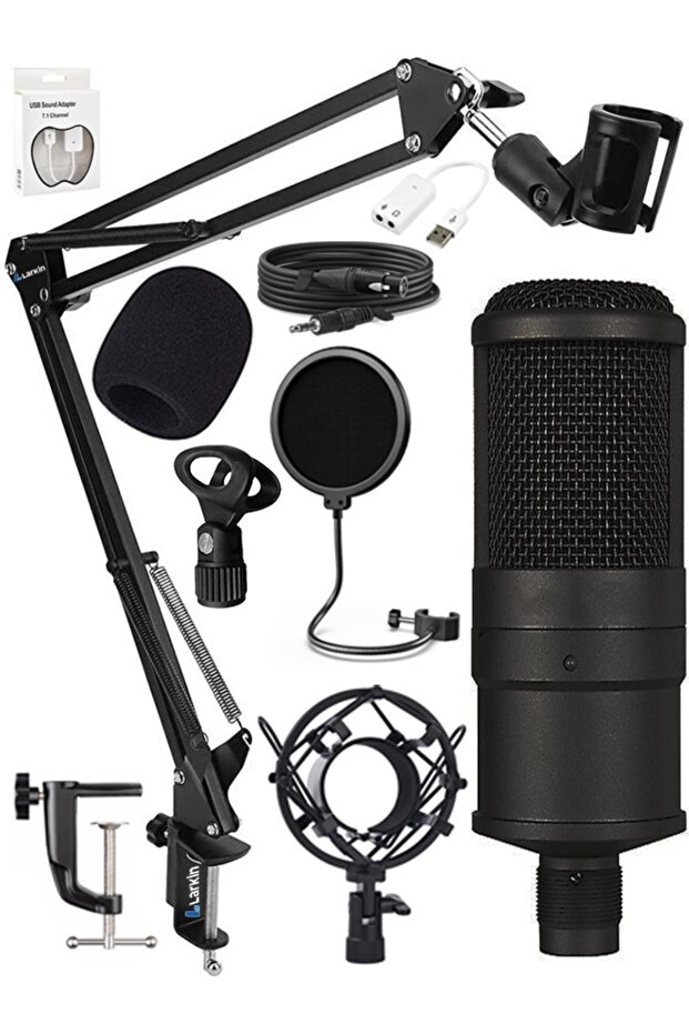 König BM800 YENİ SERİ KCM34 Condenser Mikrofon Stand Kayıt Canlı Yayın 7.1 Ses Kartı Stüdyo Paketi - 1