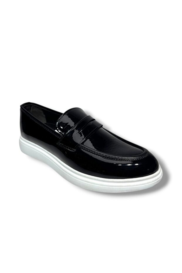 Rasgo 5120-26 patent leather bow men's shoes black white