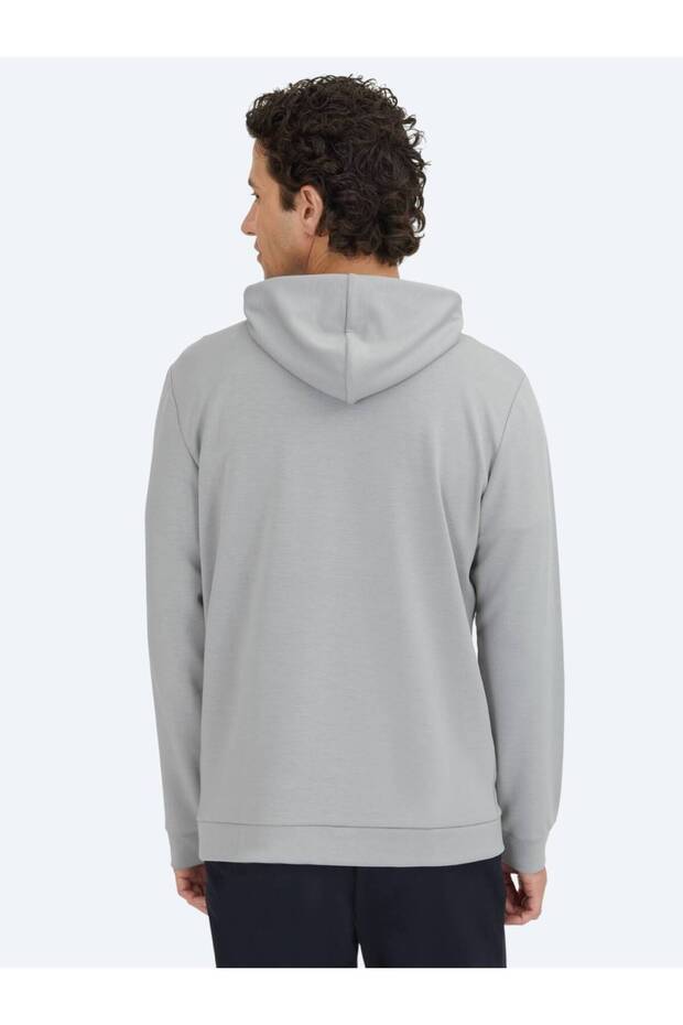 Gri Kapüşonlu Sweatshırt - 5
