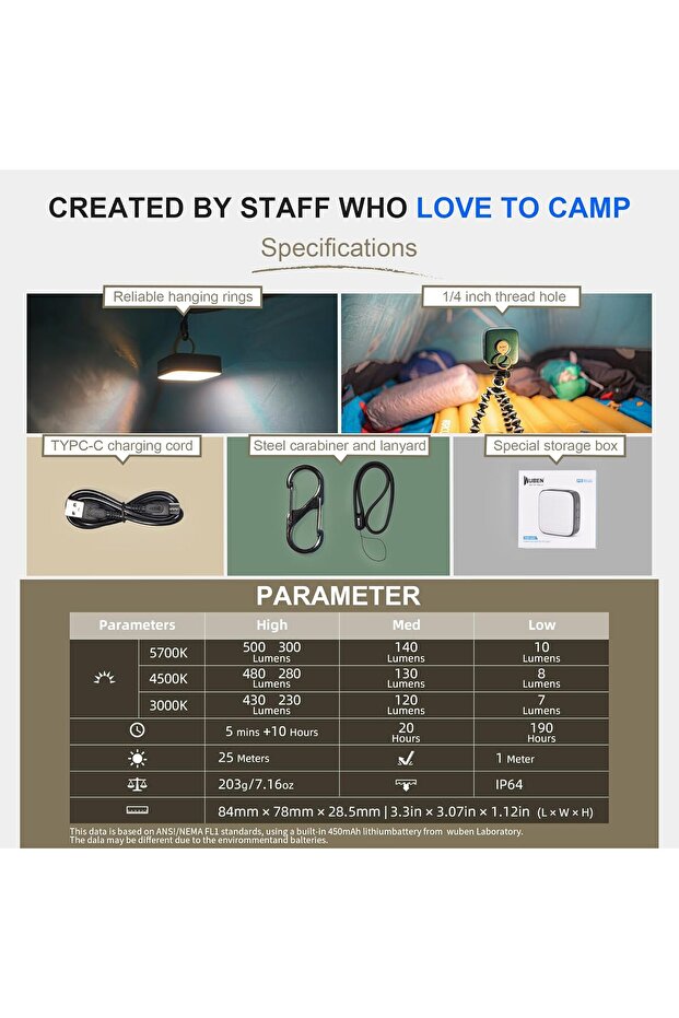 F5 LED Camping Lantern Rechargeable - 8