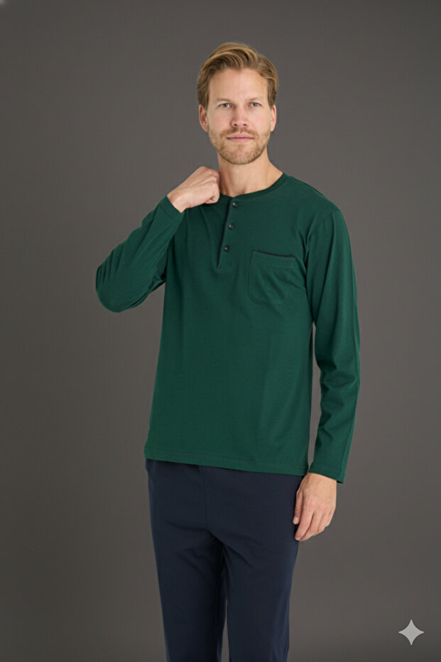 100% Cotton New Season Crew Neck Men's Plus Size Pajama Set