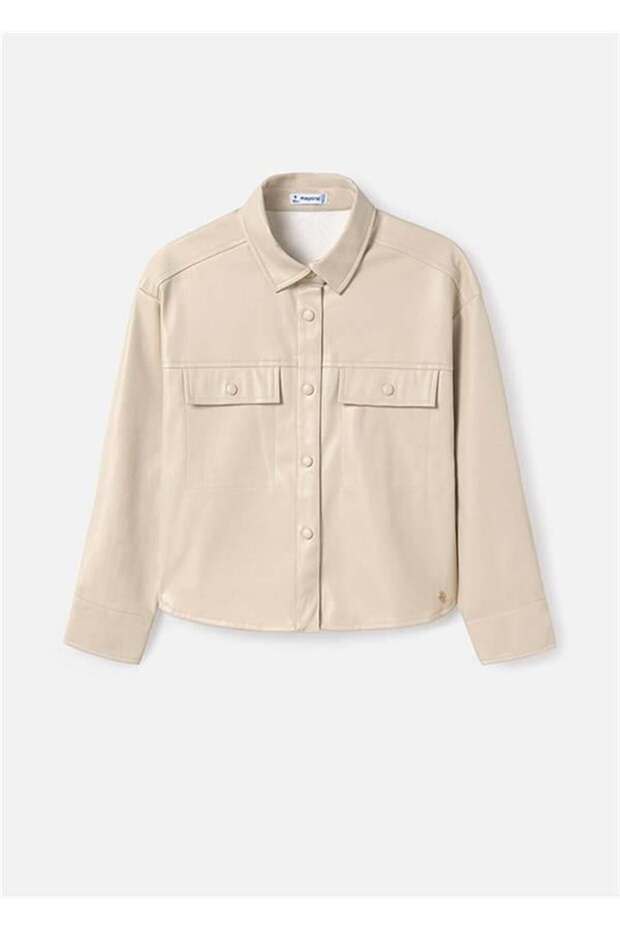 Girl's Leather Shirt Beige 7194