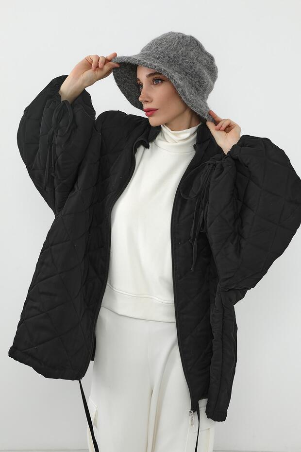 Kışlık Tüylü Keçe Bucket Şapka,B-99TK,Gri - 6