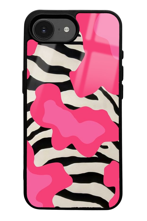 iPhone 16E Pink Milky Design Glossy Phone Case Compatible