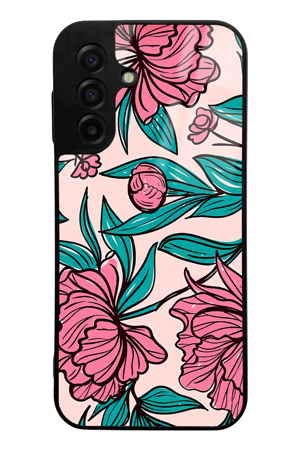 Samsung A17 Fuchsia Floral Design Glossy Phone Case Compatible