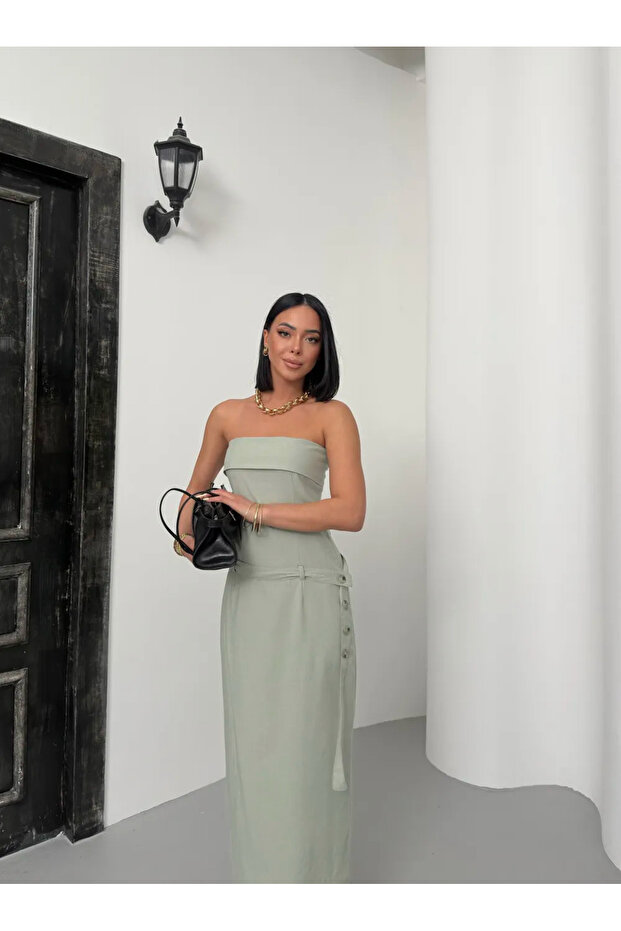 STRAPLEZ KETEN ELBİSE - 2