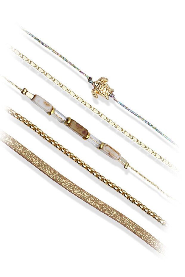 Five-Piece Combination Turtle Detailed Bracelet