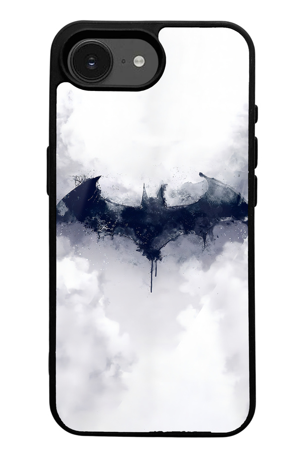 iPhone 16E Compatible White Batman Design Glossy Phone Case