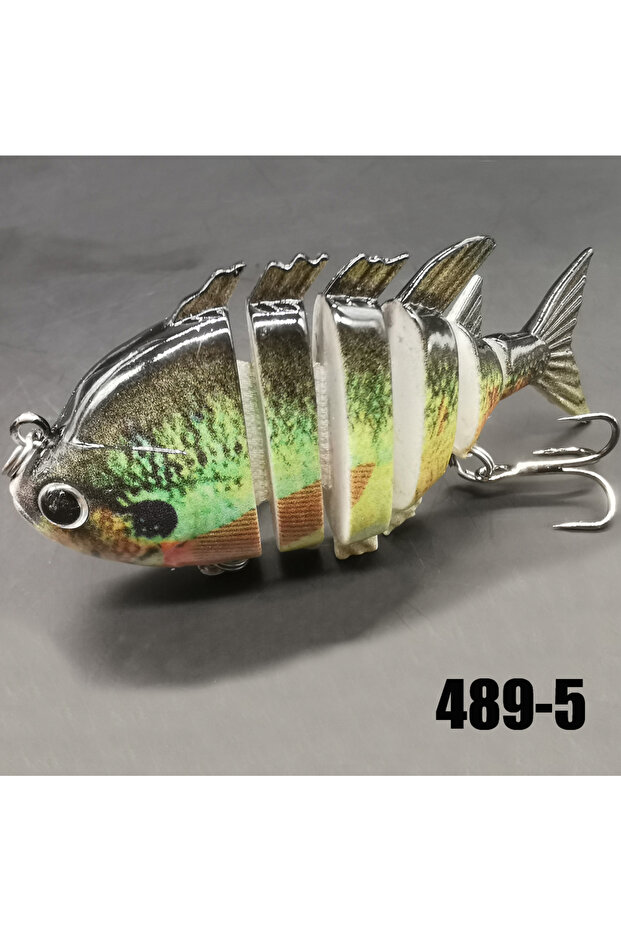 489-5 green 1pc/5pcs Fishing Lures SwimPanfish Multi Jointed Panfish Bluegill Swimbaits Hard Topwate