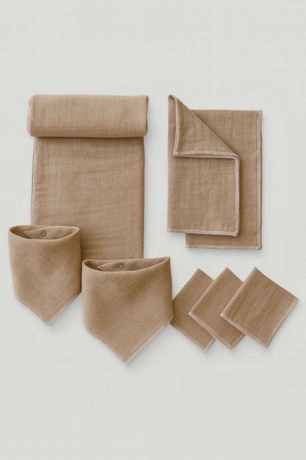 Double Layer Muslin Set, Baby Blanket 80*90cm 2Pcs Shoulder Diapers, 2Pcs Baby Bibs, 3Pcs Mouth Wipes