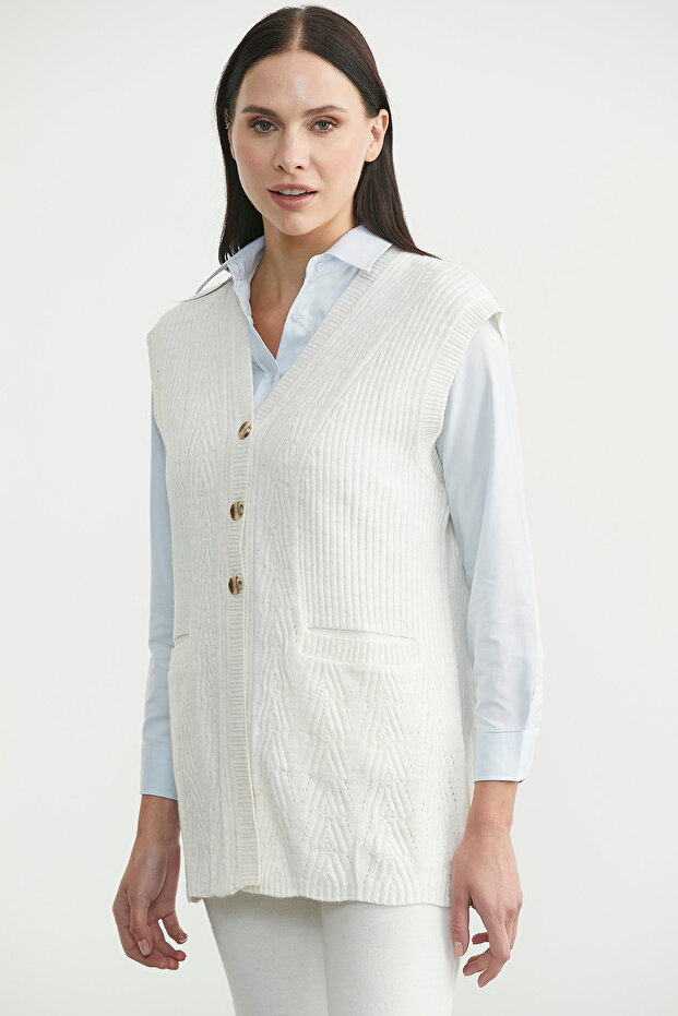 سترة تريكو بأزرار وجيوب - كومبلاك - 4