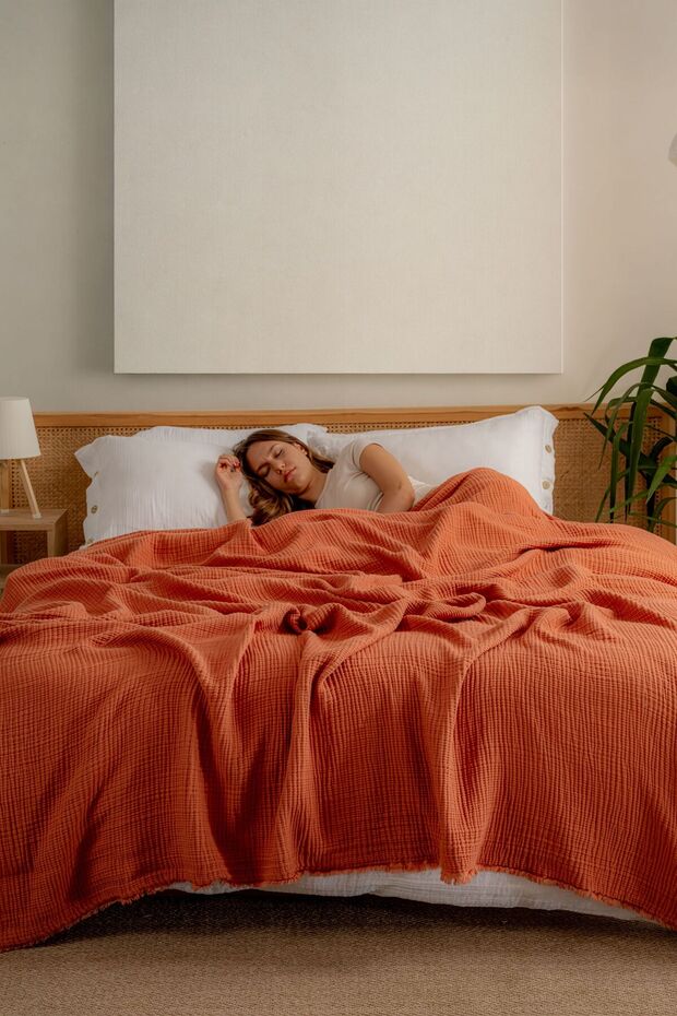 Muslin Bedspread Ultra Soft High Quality 4 Layers Muslin Pike (Double Size (240X320 cm)