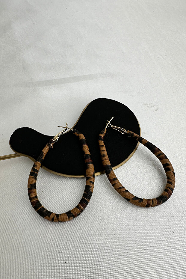 Leopard Pattern Oval Stylish Earrings (6cm) - 4