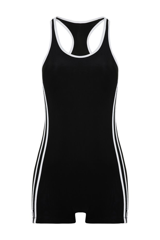 Striped Shorts Swimsuit Surfing Swimwear R037 Black