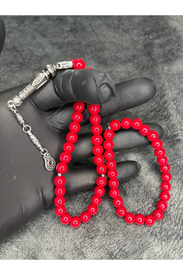 Red Glass Beads Natural Stone Prayer Beads and Bracelet Set