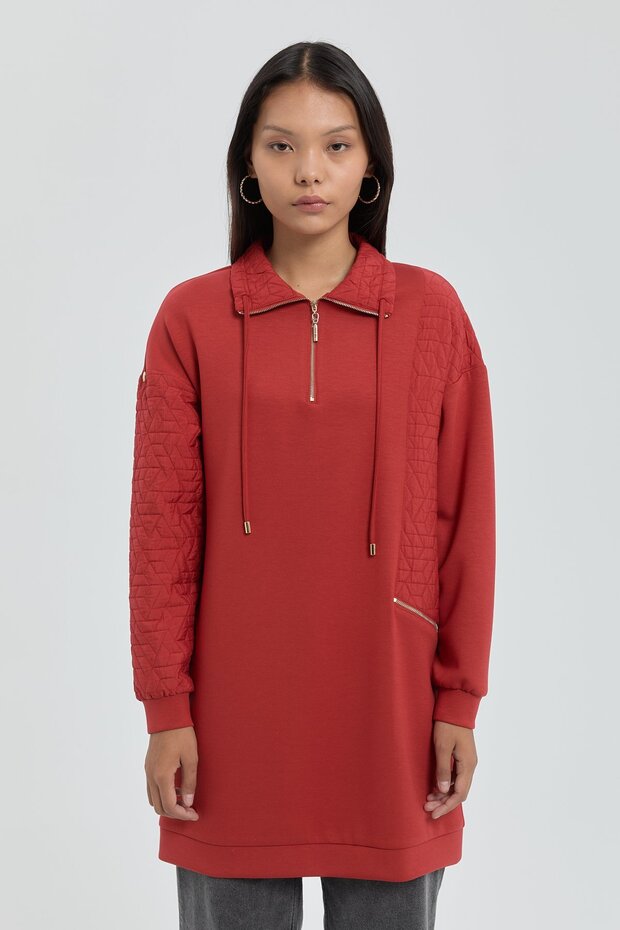 Kapitone Garnili Sweat Kiremit - 1