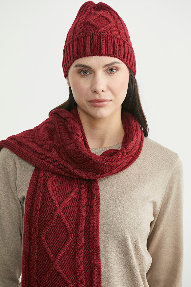 Örme Bere - Bordo - 1