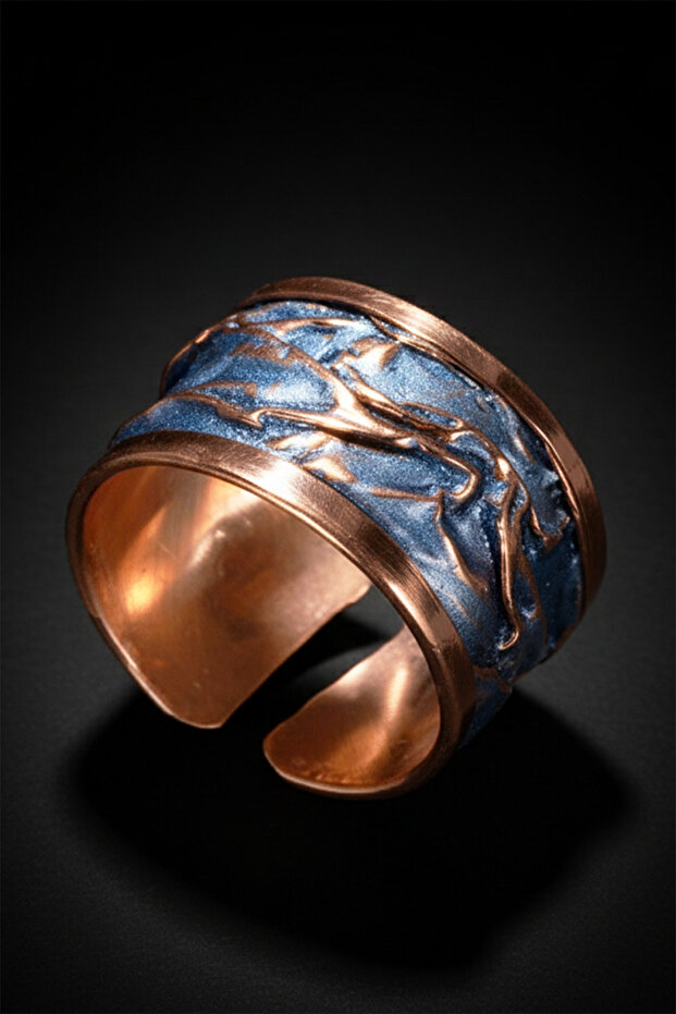 Women's Copper Ring - Aqua Lavender Dream Model Copper Women's Ring