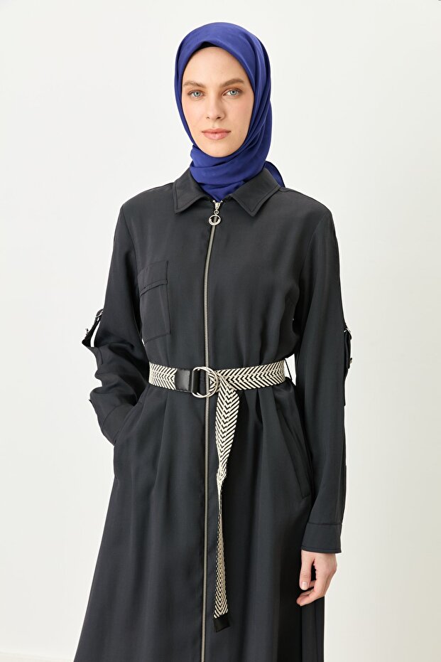 Rahat Kalıp Modal Elbise Siyah - 3